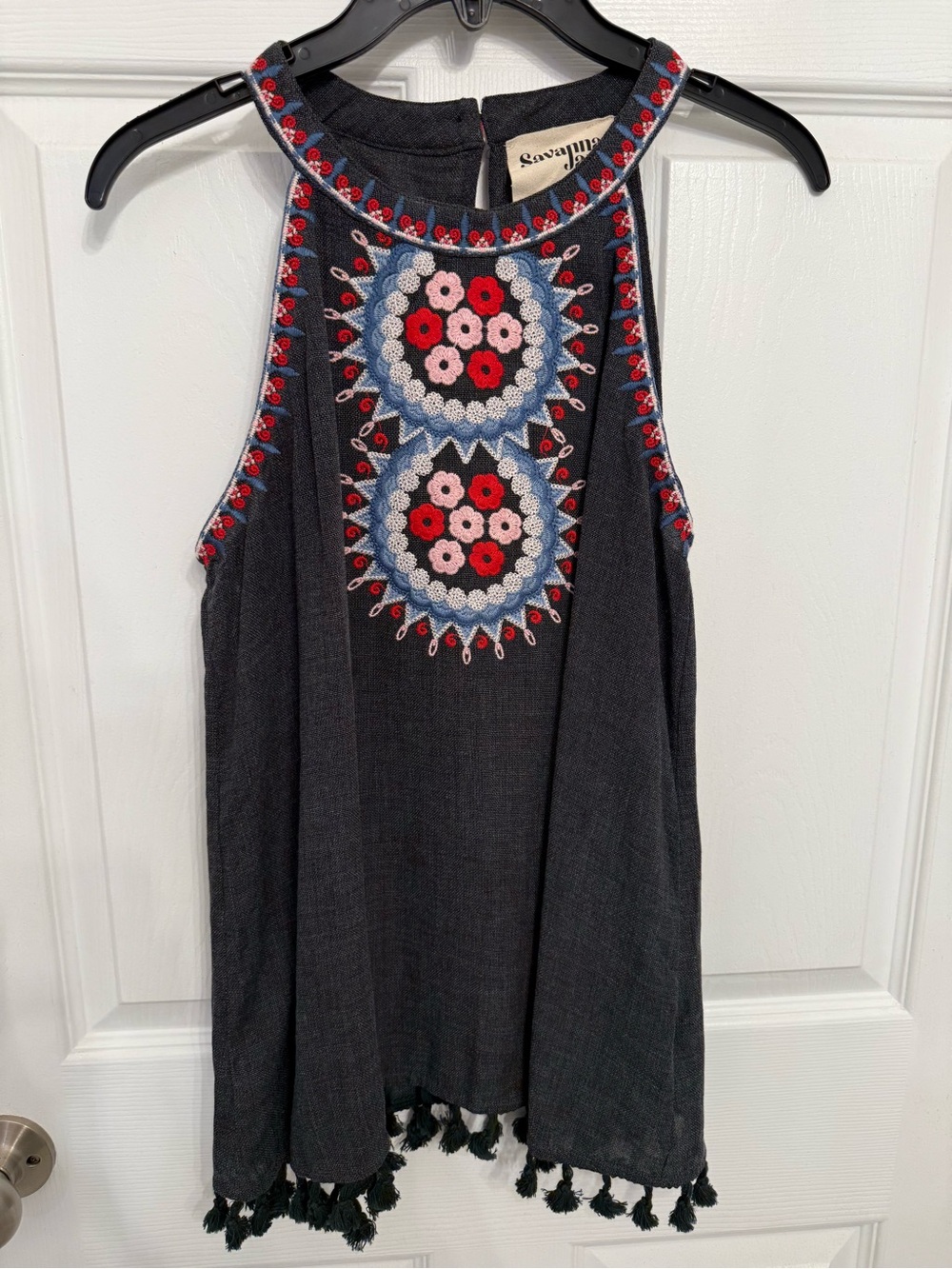NWT - Savannah Jane Embroidered Boho Halter Top